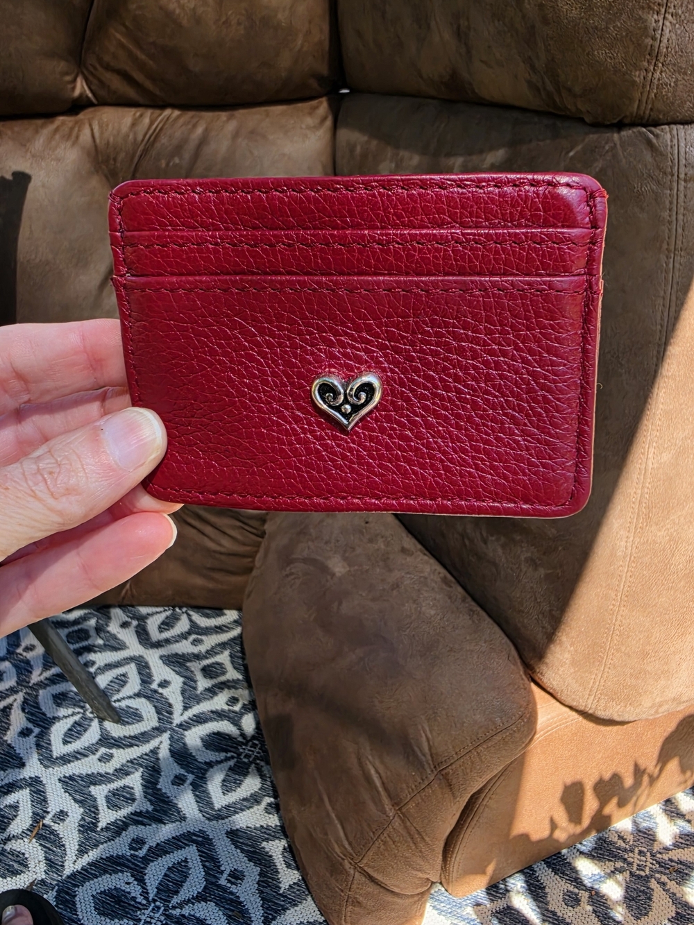 Brighton Red Leather B Wishes Card Case Wallet "Make Every Moment Count